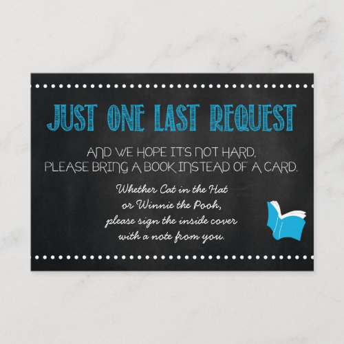 Blue Baby Shower Book Request Card