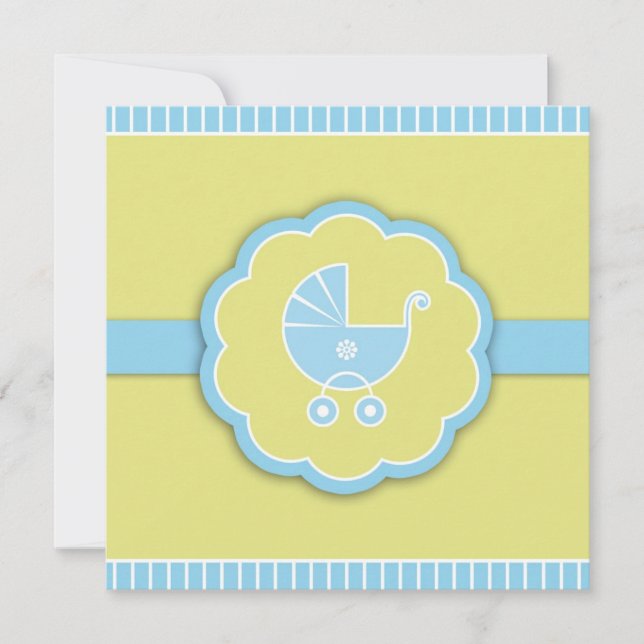 Blue Baby Shower Boy Flat Invitation (Front)