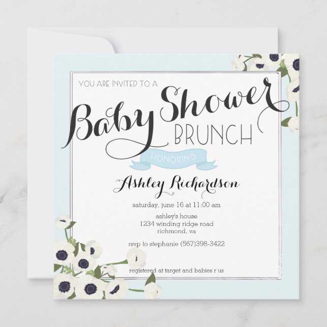 Blue Baby Shower Brunch Invitation (Front)