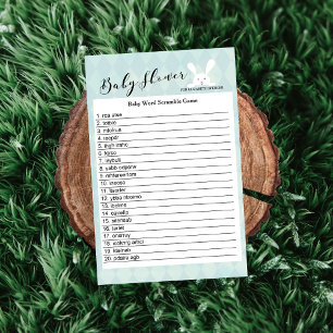 Blue Baby Shower Bunny Word Scramble Game