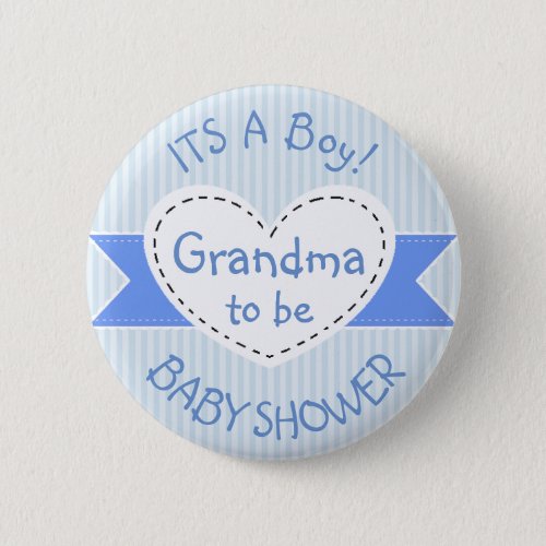 Blue Baby Shower Button Grandma to Be Button