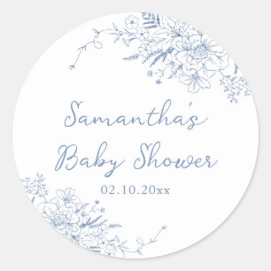 Blue Baby Shower Classic Round Sticker