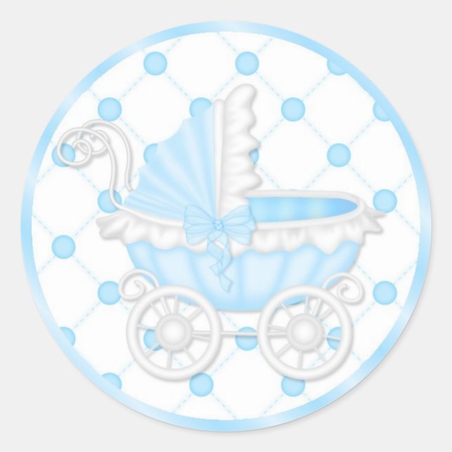 Blue baby Shower Cupcake Toppers Stickers (Front)