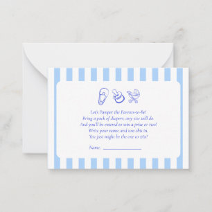 Blue Baby Shower Diaper Raffle Game Place Card