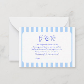 Blue Baby Shower Diaper Raffle Game Place Card