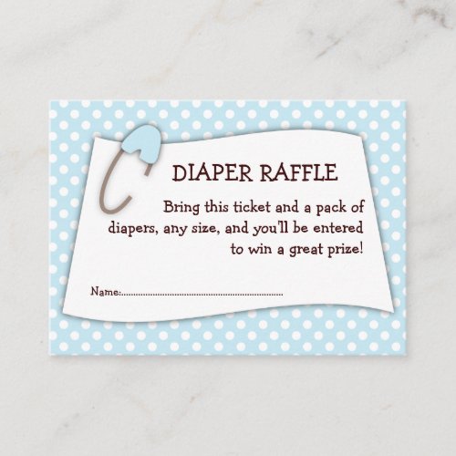 Blue Baby Shower Diaper Raffle Ticket Insert Business Card Template