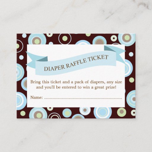 Customizable Blue Baby Shower Diaper Raffle Ticket Insert Business Card Template