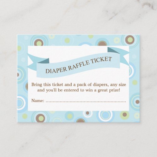Blue Baby Shower Diaper Raffle Ticket Insert Business Card