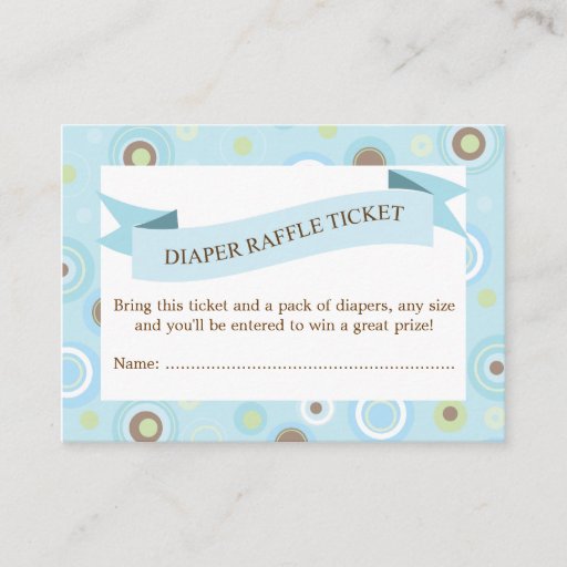 Customizable Blue Baby Shower Diaper Raffle Ticket Insert Business Card
