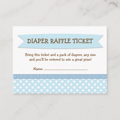 Customizable Blue Baby Shower Diaper Raffle Ticket Insert Business Card