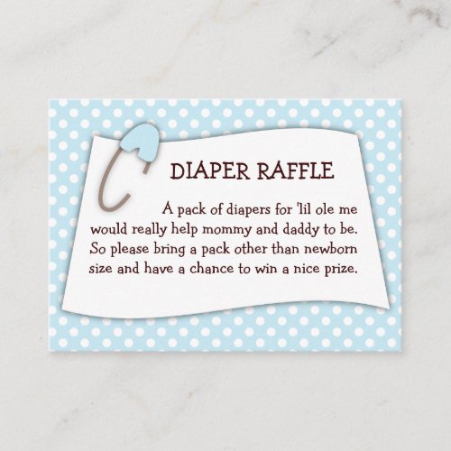Blue Baby Shower Diaper Raffle Ticket Insert Business Card Template