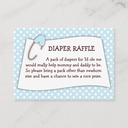 Customizable Blue Baby Shower Diaper Raffle Ticket Insert Business Card Template