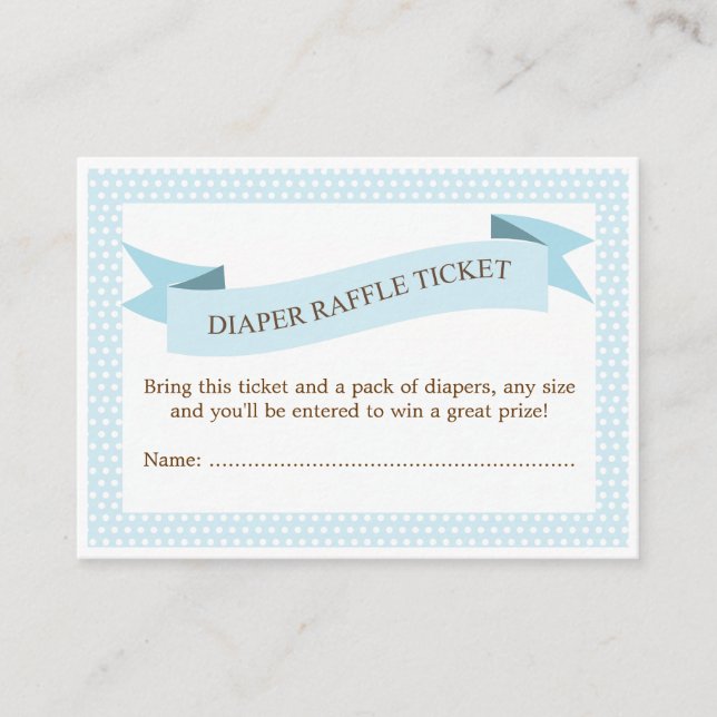 Blue Baby Shower Diaper Raffle Ticket Insert (Front)