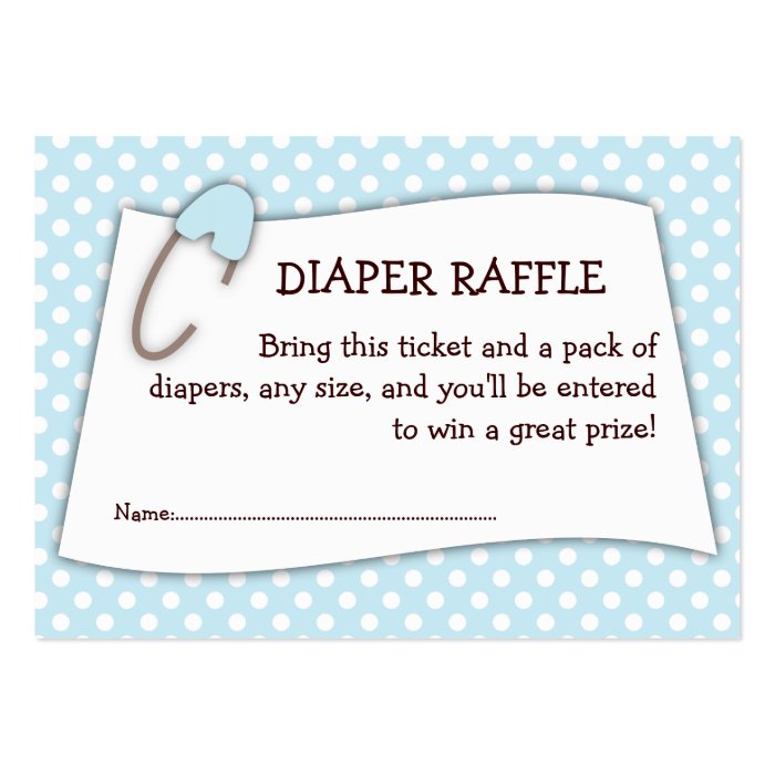 Blue Baby Shower Diaper Raffle Ticket Insert Business Card Template