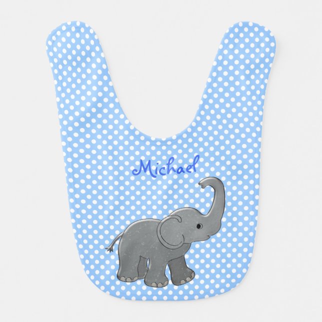 blue baby shower elephant bib (Front)