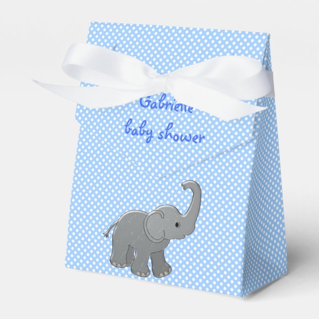 blue baby shower elephant favor boxes (Front Side)