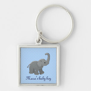 blue baby shower elephant keychain