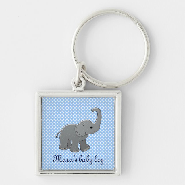 blue baby shower elephant keychain (Front)