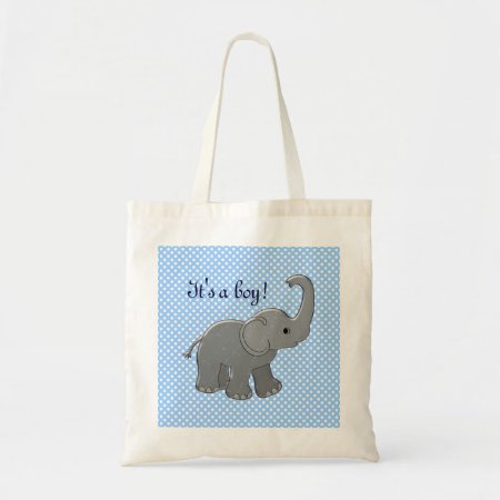 Blue Baby Shower Elephant Tote Bag