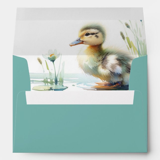 Blue Baby Shower Envelopes Cute Duckling (Back (Bottom))