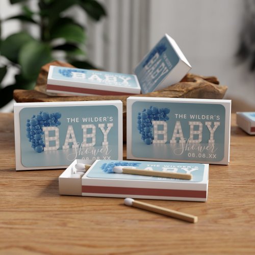 Blue Baby Shower Favor Matchboxes