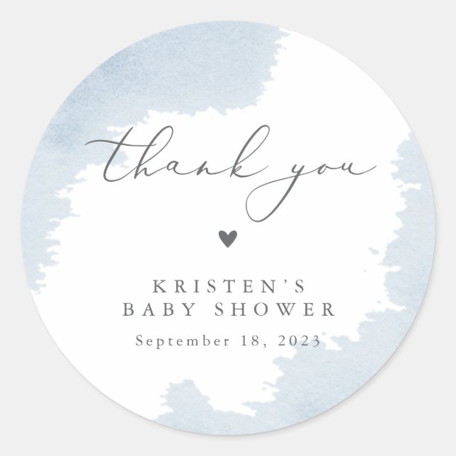 Blue Baby Shower Favor Thank You Labels (Front)