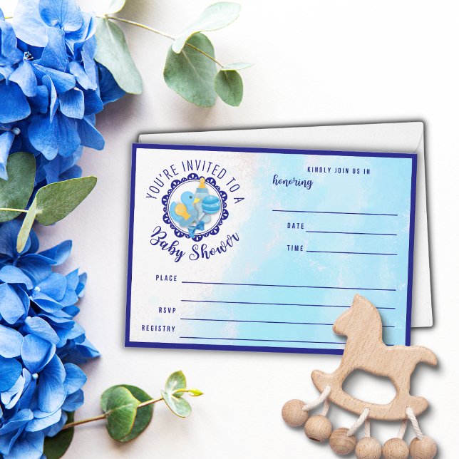 Blue Baby Shower Fill In Invitation (Creator Uploaded)