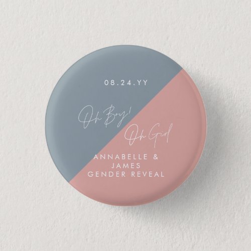 blue baby shower gender reveal button