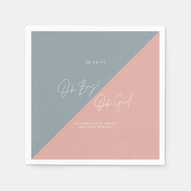 blue baby shower gender reveal napkins (Front)
