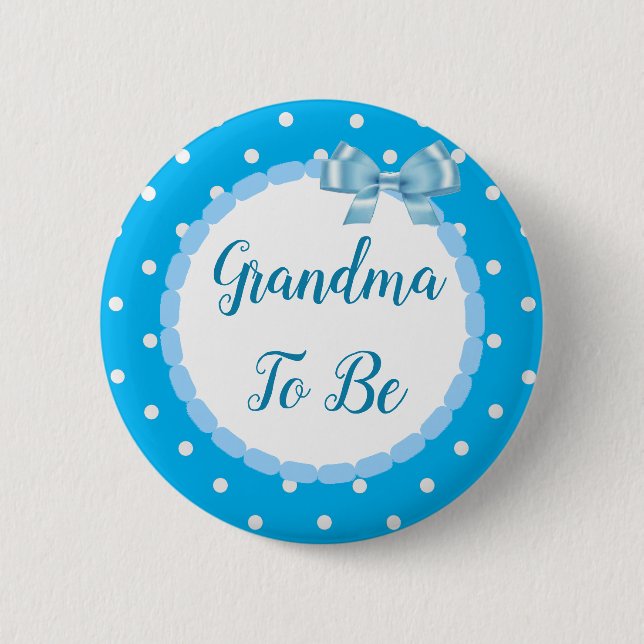 Blue Baby Shower Grandma To Be Button (Front)