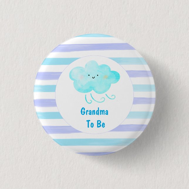 Blue Baby Shower Grandma To Be Button (Front)