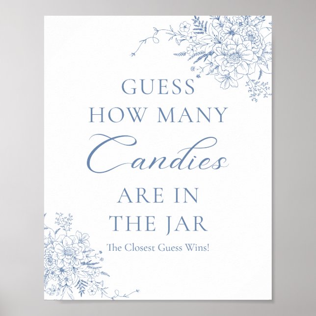 Blue Baby Shower Guess How Many Candies Poster (Front)