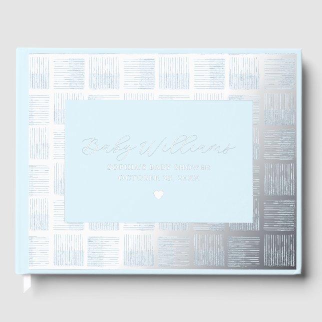 Blue Baby Shower Guest Book Real Foil Guestbooks  (Front)