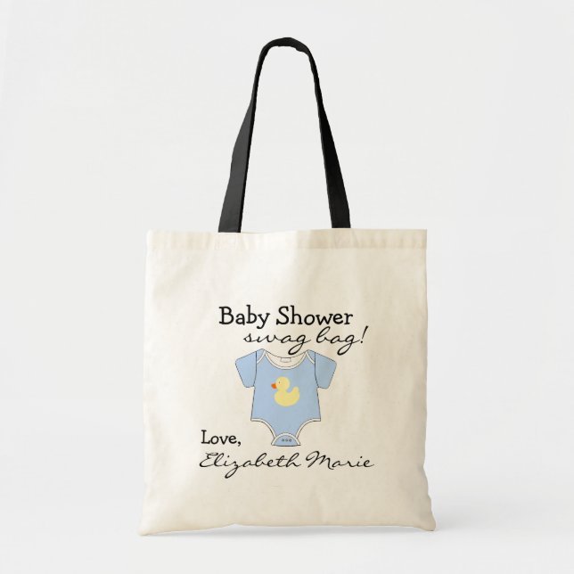 Blue Baby Shower Guest Favor Tote Bag (Front)