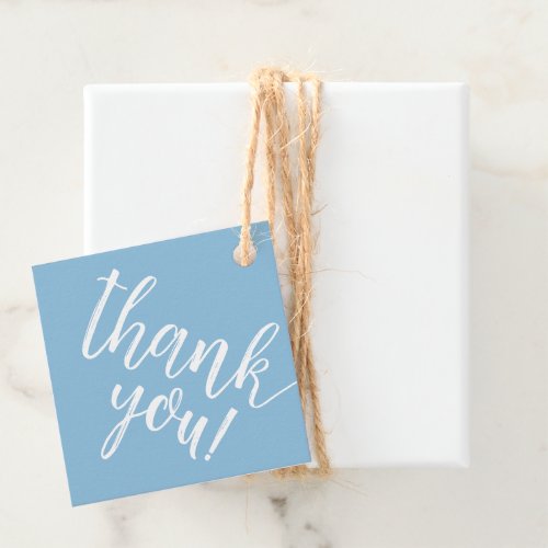 Blue Baby Shower Hand Lettered Thank You Script Favor Tags