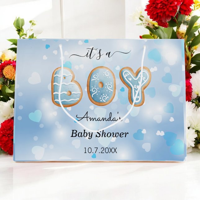 Blue Baby Shower Hearts Pattern Gift Bag (Creator Uploaded)