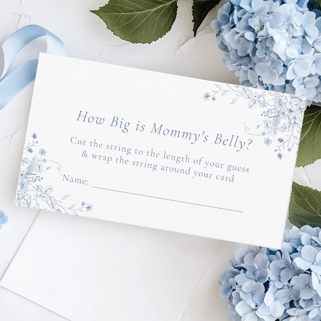 Blue Baby Shower How Big is Mommy Belly Game Enclosure Card (Creator Uploaded)