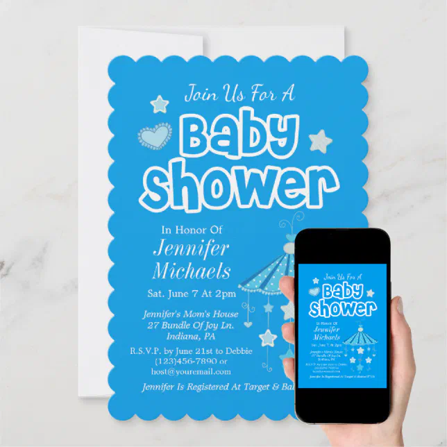 Blue Baby Shower Invitation Zazzle