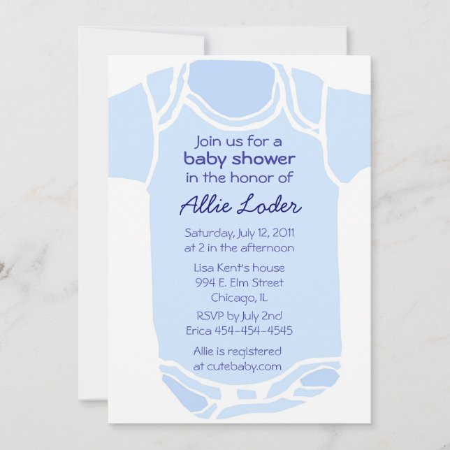 Blue  Baby Shower Invitation (Front)