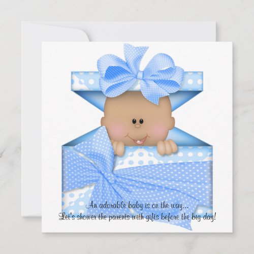 Blue Baby Shower Invitation African American