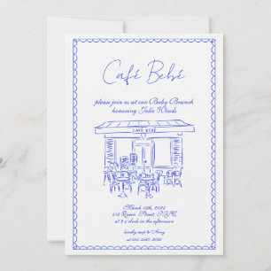 Blue Baby Shower Invitation   Brunch Invitation