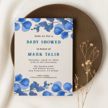 Blue Baby Shower invitation – Custom Name & Event