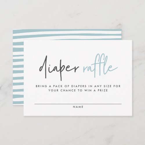 Blue baby shower modern typography diaper raffle enclosure card