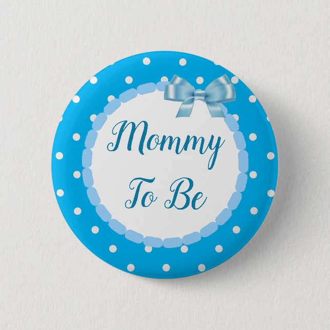 Blue Baby Shower Mom To Be Button (Front)
