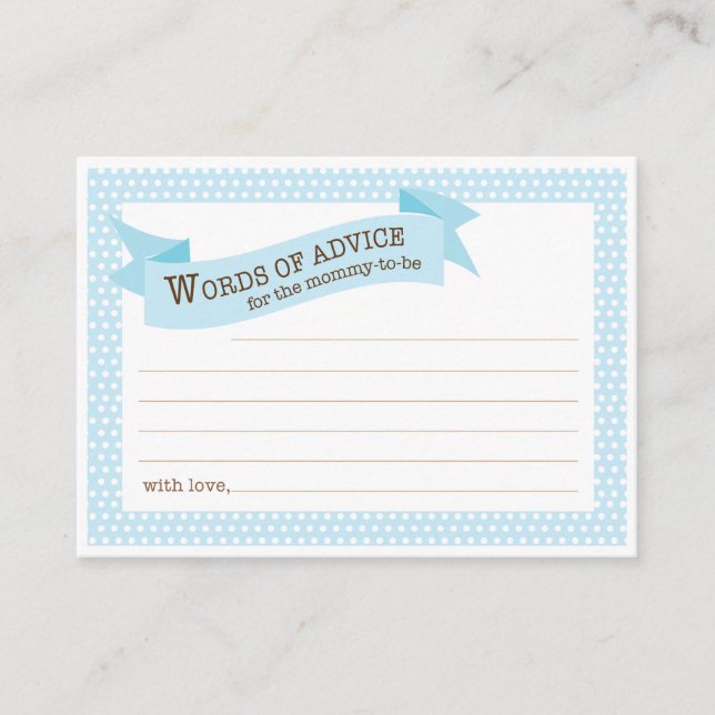 Blue Baby Shower Mommy Advice Card (Front)