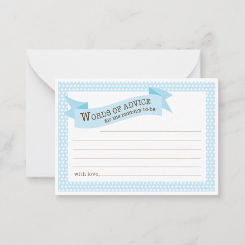 Blue Baby Shower Mommy Advice Card Business Cards