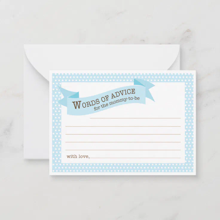 Blue Baby Shower Mommy Advice Card Zazzle