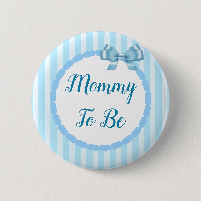 Blue Baby Shower Mommy To Be Button (Front)
