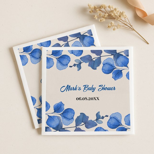 Blue Baby Shower Napkin – Custom Name & Event  (Creator Uploaded)