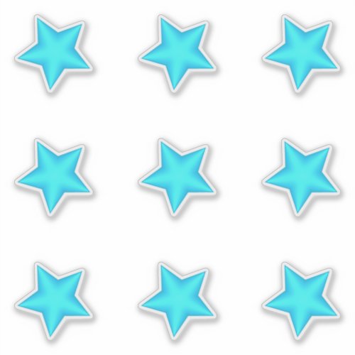 Blue Baby Shower Nine Puffy Stars Sticker